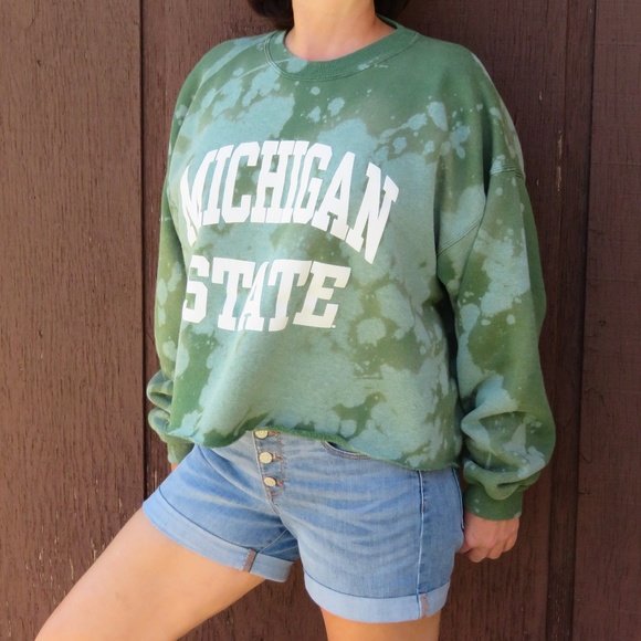 Hanes Tops - Michigan State Spartans Bleach Crop Sweatshirt 2X